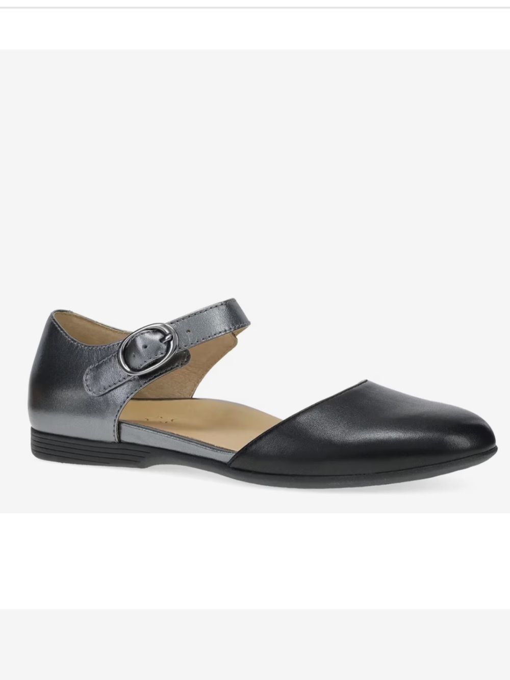 Dansko Liv Mary Jane Flat, Black/Pewter, Size EY39/US8.5-9, NWOT